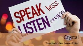  Presentation with interpersonal - Slides having interpersonal skills - speak less listen more placard background and a coral colored foreground