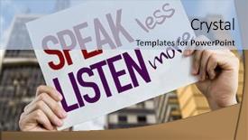  Presentation with interpersonal - Slides enhanced with interpersonal skills - speak less listen more placard background and a light blue colored foreground