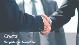  Presentation with handshake - PPT theme enhanced with interplay - close up handshake business people background and a ocean colored foreground
