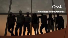  Presentation with business near shoring - Slide deck enhanced with interplay - creative business team standing near background and a dark gray colored foreground