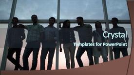  Presentation with business near shoring - Cool new theme with interplay - creative business team standing near backdrop and a tawny brown colored foreground