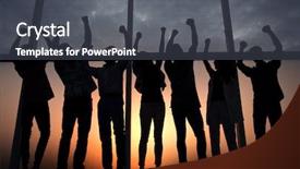  Presentation with friendly - Colorful presentation enhanced with interplay - friendly business team standing near backdrop and a dark gray colored foreground