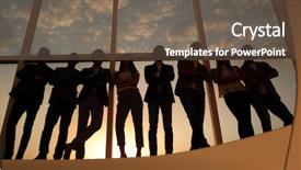  Presentation with full page business services - Theme enhanced with interplay - full growth business team standing background and a  colored foreground