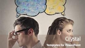  Presentation with thinking - PPT theme having interplay - young woman and man thinking background and a coral colored foreground