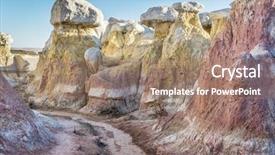  Presentation with erosion - Slides having interpretation - clay and sandstone erosion geological background and a coral colored foreground