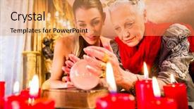  Presentation with esoteric - PPT theme with interpretation - female fortuneteller or esoteric oracle background and a coral colored foreground