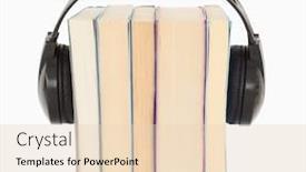  Presentation with audio book - Presentation design consisting of interpretation a the audio book concept against a white background background and a lemonade colored foreground