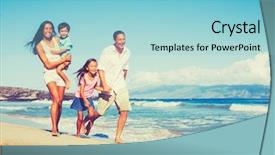  Presentation with fun - Audience pleasing presentation consisting of young happy family having fun backdrop and a light blue colored foreground