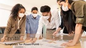  Presentation with reopen - Audience pleasing slide set consisting of interracial-asian-business-team-brainstorming backdrop and a coral colored foreground