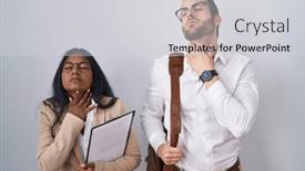  Presentation with infection - Slide deck with interracial-business-couple-wearing-glasses background and a light gray colored foreground