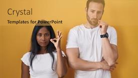  Presentation with lips mouth - Presentation enhanced with interracial-couple-standing-over-yellow background and a yellow colored foreground