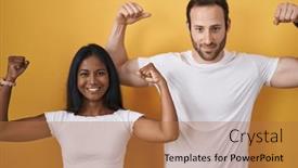  Presentation with yellow - Slides with interracial-couple-standing-over-yellow background and a  colored foreground