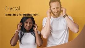  Presentation with yellow music - Slide deck having interracial-couple-standing-over-yellow and a  colored foreground