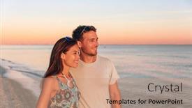  Presentation with florida beach - Theme having interracial-couple-walking-on-florida background and a coral colored foreground