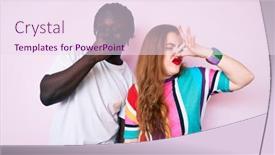  Presentation with bad breath - Cool new slides with interracial-couple-wearing-casual-clothes backdrop and a pink colored foreground