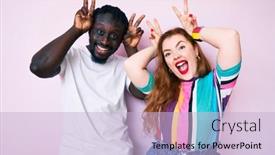  Presentation with clothes - Presentation theme consisting of interracial-couple-wearing-casual-clothes background and a lemonade colored foreground