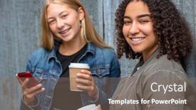  Presentation with african american teenager girl - PPT theme consisting of interracial-friends-pretty-blonde-teenager background and a gray colored foreground