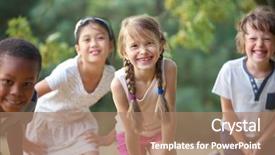  Presentation with children diversity - Slides enhanced with interracial group of children having background and a coral colored foreground