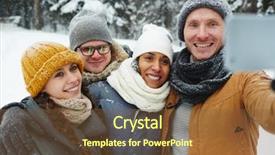  Presentation with bacteria gram positive - Slide set with interracial people - positive excited young friends background and a tawny brown colored foreground