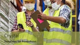  Presentation with scanner - Presentation having interracial-team-asian-african-caucasian background and a yellow colored foreground