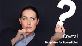  Presentation with black hand - Beautiful slides featuring interrogation - beautiful businesswoman with a thoughtful backdrop and a wine colored foreground