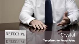 Presentation with detective - Beautiful presentation design featuring interrogation - detail of detective at desk backdrop and a gray colored foreground