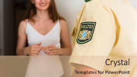  Presentation with investigation - Colorful presentation theme enhanced with interrogation - police officer at front door backdrop and a coral colored foreground