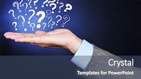  Presentation with interrogation - Beautiful theme featuring interrogation - question marks of different sizes backdrop and a ocean colored foreground