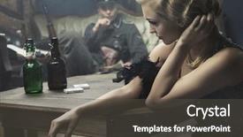  Presentation with interrogation - Colorful presentation theme enhanced with interrogation - sexy woman seduce a soldier backdrop and a dark gray colored foreground