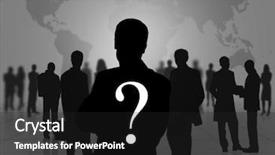  Presentation with interrogation - PPT theme consisting of interrogation - silhouette of a group background and a dark gray colored foreground