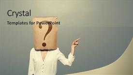  Presentation with interrogation - PPT theme enhanced with interrogation - woman with paper bag pointing background and a mint green colored foreground
