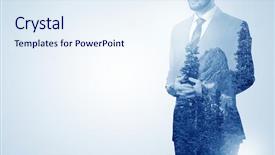  Presentation with interrogation - PPT theme consisting of interrogation - young businessman standing and meditate background and a sky blue colored foreground