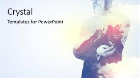  Presentation with businessman standing on mountain top - Slides enhanced with interrogative - businessman standing and thinking background and a sky blue colored foreground