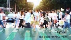  Presentation with intersection - Slide set consisting of intersection - people on zebra crossing street background and a seafoam green colored foreground