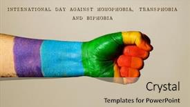  Presentation with rainbow flag - Presentation design consisting of intersex - arm of a man painted background and a soft green colored foreground