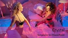  Presentation with sexy - Colorful presentation design enhanced with intersex - charming sexy women having fun backdrop and a coral colored foreground