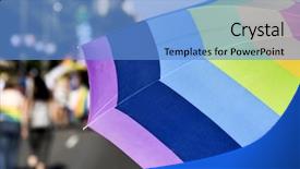  Presentation with rainbow pride - Amazing slide set having intersex - closeup of a rainbow-patterned umbrella backdrop and a light blue colored foreground