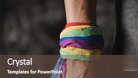  Presentation with rainbow bluebirds - Slide set with intersex - closeup of a young caucasian background and a tawny brown colored foreground