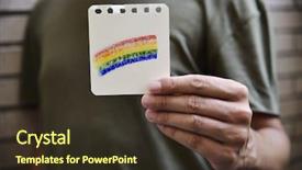  Presentation with rainbow flag - Slide deck featuring intersex - closeup of a young caucasian background and a tawny brown colored foreground