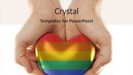  Presentation with hands heart - Presentation theme having intersex - male hands holding heart painted background and a coral colored foreground