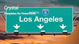  Presentation with los angeles - PPT theme having interstate 5 north highway sign background and a teal colored foreground