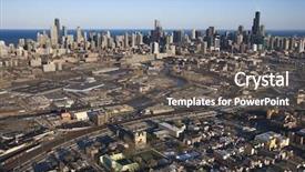  Presentation with chicago - PPT theme enhanced with aerial view of chicago illinois background and a gray colored foreground