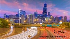  Presentation with highways - Colorful presentation design enhanced with chicago illinois usa downtown skyline backdrop and a red colored foreground