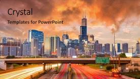  Presentation with chicago skyline - Cool new theme with chicago illinois usa downtown skyline backdrop and a coral colored foreground