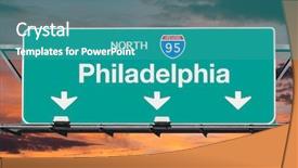  Presentation with philadelphia - Beautiful slide deck featuring interstate 95 south to philadelphia backdrop and a teal colored foreground