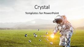  Presentation with astronaut - PPT theme with interstellar travel - astronaut and connection concept mixed background and a  colored foreground