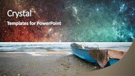  Presentation with space stars - Colorful presentation theme enhanced with interstellar travel - earth and space stars fantasy backdrop and a tawny brown colored foreground