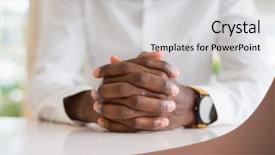  Presentation with globe hands cross - Cool new slide set with intertwine - close up of crossed hands backdrop and a  colored foreground