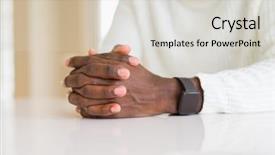  Presentation with globe hands cross - PPT theme enhanced with intertwine - close up of crossed hands background and a  colored foreground