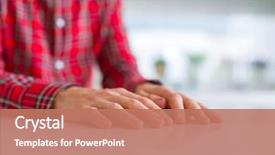  Presentation with human hands open palm up - Slides having intertwine - close up of man hands background and a  colored foreground